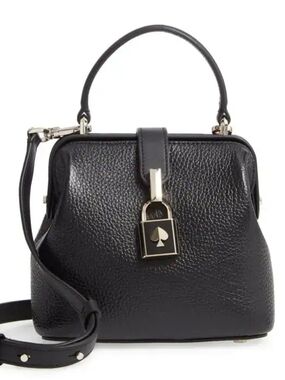 kate spade Black Pebbled Leather Top-Handle Satchel with Gold Lock